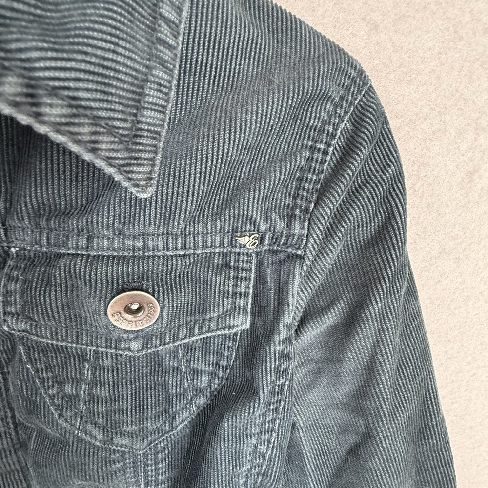 Vtg Esprit Teal Corduroy Trucker Jacket Removable Lambswool Dickey Y2K Size‎ S - Picture 12 of 16